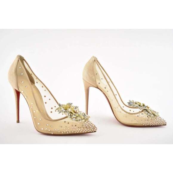 Christian Louboutin Marenude 100 Nude Strass Crystal Mesh Pigalle Heel Pump 40 - Picture 5 of 12